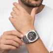 Men Square Skeleton Silver Watch