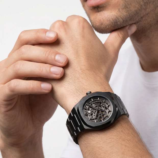 Men Skeleton Grey Watch