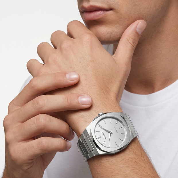 Men Ultra Thin Silver Watch